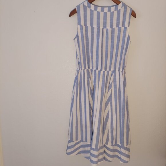 Suzy Shier Blue & White Striped Sleeveless Midi Dress | 100% Wool | Size S - Picture 7 of 8